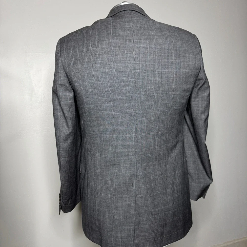 Hart Schaffner Marx Gold Mens Two Piece Suit‎ 42L 34W Grey Plaid Wool